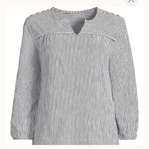 NWT Lands’ End Women’s 3/4 Sleeve Slub Top Blouse White and Black Stripe Size XS